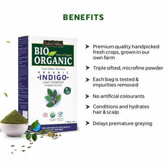 Bio Organic Indigo Leaf Powder for Natural Hair Coloring - 100gm